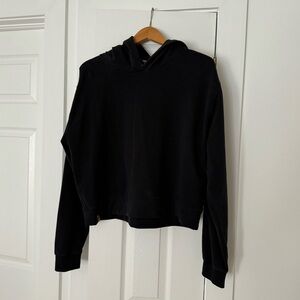 TenTree French terry cropped hoodie in black, XL